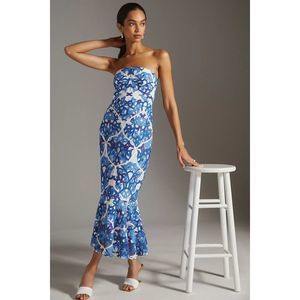 NWT Anthropologie Shoshanna Strapless Lace Midi Dress Size 0. B1